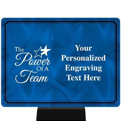 Personalized Power of Team Plaque Award, 8"x6" Blue Color Printed Metal Recognition Trophy Award Prime