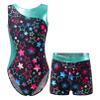 Moily Kids Girls 2 Piece Athletic Outfit Gymnastics Dance Leotard with Booty Shorts Tracksuit Swimwear Type B-Starry Black 3-4 view 1