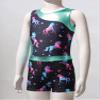 Moily Kids Girls 2 Piece Athletic Outfit Gymnastics Dance Leotard with Booty Shorts Tracksuit Swimwear Type B-Dark Night 5-6 view 3