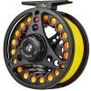 SF Large Arbor Fly Fishing Reel 7/8wt Aluminum Alloy Body Die-Cast Matt Black Pre-Loaded Fly Reel with Line Combo Fluorescent Yellow Fly Line view 1