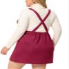 Agnes Orinda Women's Plus Size Suspender Skirt High Waist A-Line Suede Overall Dress 1X Dark Red view 4