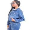 YMI Womens Junior 80's Denim Oversized Jacket, Medium Denim, Small US view 2
