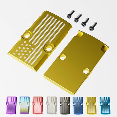 MUUP RMR Cover Plate for Glock 17 19 26 Cut Slides Anodized Aluminum Dot Flag Engraved (Gold)