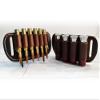 6 Round Cartridge Holder Leather Belt Slide On Ammo Loops 45 Long colt 30-30 357 Handmade in the USA (44 Magnum, White Thread, Golden Brown) view 2