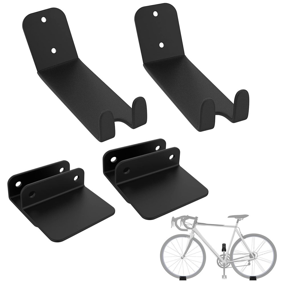 WALMANN 2 Pack Bike Pedal Hanger Wall Mount, Heavy Duty Horizontal Bike Rack for Garage Wall, Bike Display Stand for Home Holds Up to 70 LBS