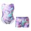 Daenrui Kids Girls Printed Splice Gymnastics Leotards with Shorts Set Ballet Dance Unitard Workout swimsuit Varicoloured 4 Years view 1