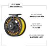 SF Large Arbor Fly Fishing Reel - 3/4wt Aluminum Alloy Body Die-Cast Matt Black Pre-Loaded Reel with Line Combo Fluorescent Yellow Line view 2
