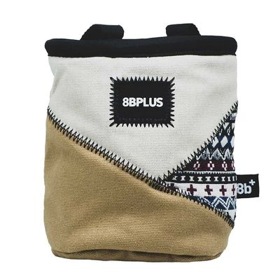 8BPLUS PROBAG - Chalk Bag for Climbing & Bouldering - Belt, Carabiner and Giftbox Included - Wide Opening - Brush Holders for Left & Right Handers (Sand)