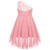 Sywiyi Kids Flower Girls Beaded Ruched Pageant Dress Junior Bridesmaid Gown One Shoulder High Low Gowns Pink 12 Years view 2