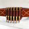 6 Round Cartridge Holder Leather Belt Slide On Ammo Loops 45 Long colt 30-30 357 Handmade in the USA (25-06, Black Thread, Golden Brown) view 4