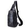 Leather Sling Bag Crossbody Daypack for Men Women Outdoor Travel Camping Hiking Casual Shoulder Chest Pack Pouch (#03Black) view 1