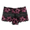 Women Lace Transparent Contrast Rose Pattern Triangle Underpants Japanese Nylon Panties (Black, M) view 1