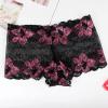 Women Lace Transparent Contrast Rose Pattern Triangle Underpants Japanese Nylon Panties (Black, M) view 2