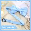 PAFUWEI Men's Pre-Tied Bow Tie, Tux Bowtie Solid Color Neck Bow Ties Adjustable Length Formal Satin Bow Tie for Wedding Party (Polyester, Light Blue) view 3