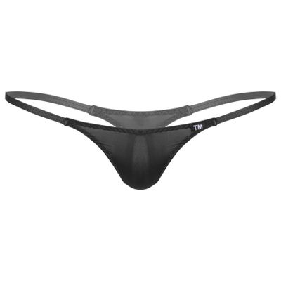 Daenrui Men's Mesh Sheer See Through Low Rise G-String T-Back Micro Mini Thongs Bikini Briefs Underwear Black Medium