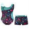 Daenrui Kids Girls Printed Splice Gymnastics Leotards with Shorts Set Ballet Dance Unitard Workout swimsuit Black 4 Years view 2
