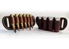 6 Round Cartridge Holder Leather Belt Slide On Ammo Loops 45 Long colt 30-30 357 Handmade in the USA (.410 Gauge, White Thread, Saddle Tan) view 2