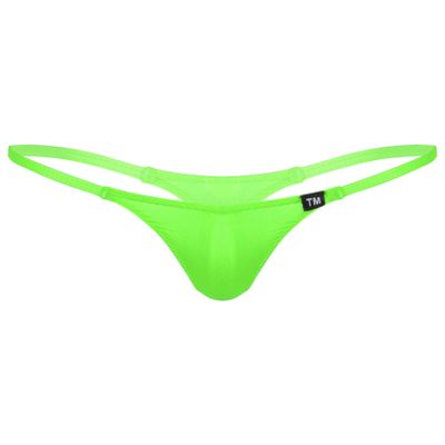 Daenrui Men's Mesh Sheer See Through Low Rise G-String T-Back Micro Mini Thongs Bikini Briefs Underwear Green X-Large