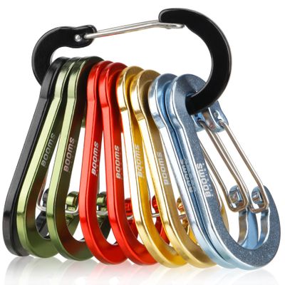 Booms Fishing CC5 Multi-Use Carabiner Clips, 10 Pack 2.7" Small Caribeener Clips, Mini Keychain Caribeaner Clip, Aluminum D Ring Carabiners, Assorted Colors