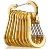 Booms Fishing CC5 Multi-Use Carabiner Clips, 10 Pack 2.7" Small Caribeener Clips, Mini Keychain Caribeaner Clip, Aluminum D Ring Carabiners, Gold view 1