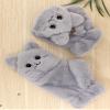 TYAGY Cartoon Cat Women Girls Hand Warm Soft Cute Animal Winter Fingerless Thick Mittens (Gray) view 3