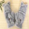 TYAGY Cartoon Cat Women Girls Hand Warm Soft Cute Animal Winter Fingerless Thick Mittens (Gray) view 4
