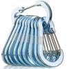 Booms Fishing CC5 Multi-Use Carabiner Clips, 10 Pack 2.7" Small Caribeener Clips, Mini Keychain Caribeaner Clip, Aluminum D Ring Carabiners, Blue view 1