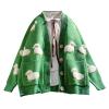 tuduoms Women Teen Girls Long Sleeve Knit Loose Cardigan Y2K Cartoon Sheep V-Neck Button Sweater Coat Cute Cozy Kimono Tops view 1