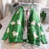 tuduoms Women Teen Girls Long Sleeve Knit Loose Cardigan Y2K Cartoon Sheep V-Neck Button Sweater Coat Cute Cozy Kimono Tops view 2