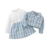 Newborn Infant Baby Girls Boys Plaid Autumn Long Sleeve Coat Jacket Princess Dress Set Clothes Teen (Blue, 3-6 Months) view 1