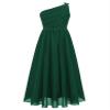 Duoremi Girls Special Occasion Dress One Shoulder Chiffon Junior Bridesmaid Gown Pageant Dress Green 14 Years view 1
