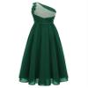 Duoremi Girls Special Occasion Dress One Shoulder Chiffon Junior Bridesmaid Gown Pageant Dress Green 14 Years view 2