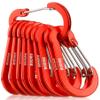 Booms Fishing CC5 Multi-Use Carabiner Clips, 10 Pack 2.7" Small Caribeener Clips, Mini Keychain Caribeaner Clip, Aluminum D Ring Carabiners, Red view 1