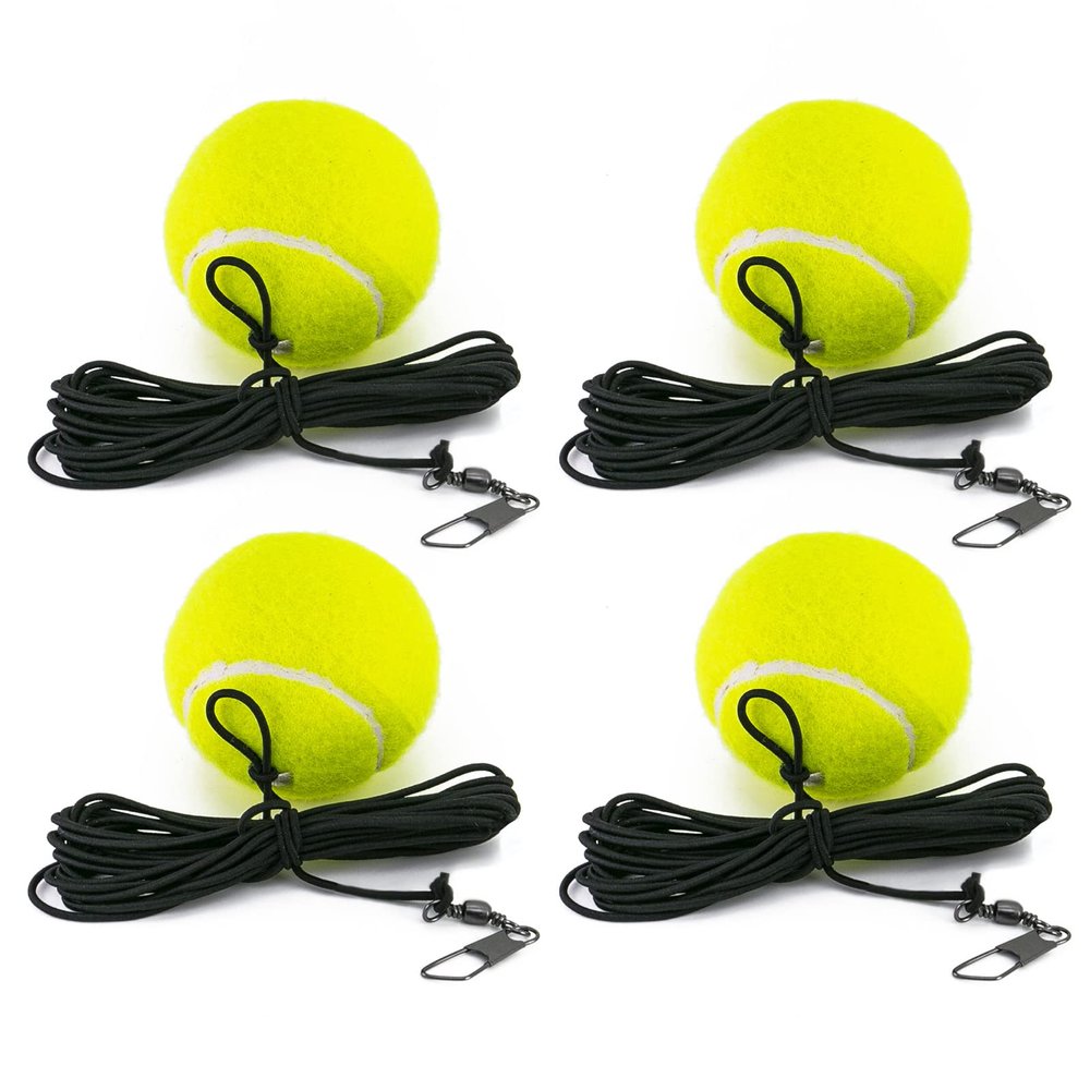 CHEGIF Tennis Training Ball with String, 4 pcs Tennis Trainer Balls Self Practice Trainer Tool, Tennis Ball Training Equipment for Rebound Baseboard Self Tennis Training Tool