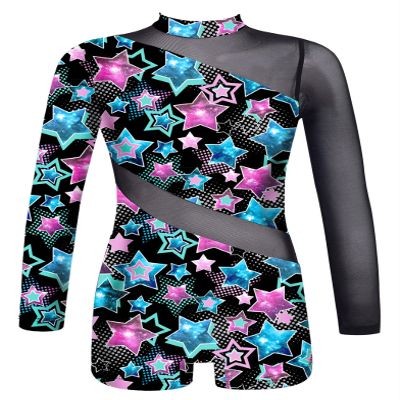 Daenrui Kids Girls Gymnastics Leotards Long Sleeve Dance Biketards Shorts Unitards Active Tumbling Outfit Multi 12 Years