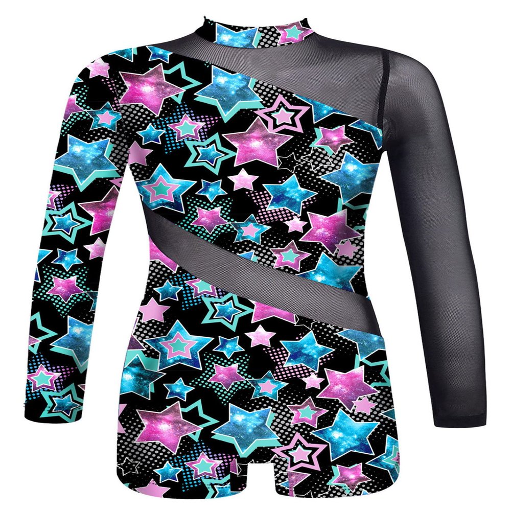 Daenrui Kids Girls Gymnastics Leotards Long Sleeve Dance Biketards Shorts Unitards Active Tumbling Outfit Multi 12 Years