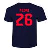 FLAURA Spain Soccer #26 Pedri World Football Fans Adult Mens Unisex T-Shirt (Navy, 4X-Large) view 3