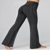 Ewedoos Fleece Lined Pants Women Thermal Yoga Pants with Pockets High Waist Warm Pants Winter Flare Leggings for Women Charcoal view 2