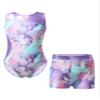 Sxiwei Kids Girls Metallic Sleeveless Gymnastics Leotard Ballet Dance Jumpsuit with Shorts Set Colorful Shadow 6 Years view 1