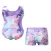 Sxiwei Kids Girls Metallic Sleeveless Gymnastics Leotard Ballet Dance Jumpsuit with Shorts Set Colorful Shadow 6 Years view 2