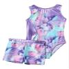 Sxiwei Kids Girls Metallic Sleeveless Gymnastics Leotard Ballet Dance Jumpsuit with Shorts Set Colorful Shadow 6 Years view 3