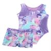 Sxiwei Kids Girls Metallic Sleeveless Gymnastics Leotard Ballet Dance Jumpsuit with Shorts Set Colorful Shadow 6 Years view 4
