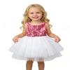 AGQT Toddler Girls Birthday Tutu Dress Sequin Tulle Soft Lined Formal Princess Dresses for Party Wedding Pink-White 3-4 Years view 1