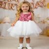 AGQT Toddler Girls Birthday Tutu Dress Sequin Tulle Soft Lined Formal Princess Dresses for Party Wedding Pink-White 3-4 Years view 2