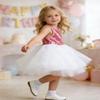AGQT Toddler Girls Birthday Tutu Dress Sequin Tulle Soft Lined Formal Princess Dresses for Party Wedding Pink-White 3-4 Years view 4