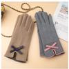 Female Winter Gloves Warm Lined Touch Screen Driving Gloves Suede Leather Bow Plush Wrist Mitten Women (Color : Bow - Black, Size : One Size) view 2