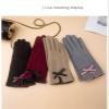 Female Winter Gloves Warm Lined Touch Screen Driving Gloves Suede Leather Bow Plush Wrist Mitten Women (Color : Bow - Black, Size : One Size) view 3