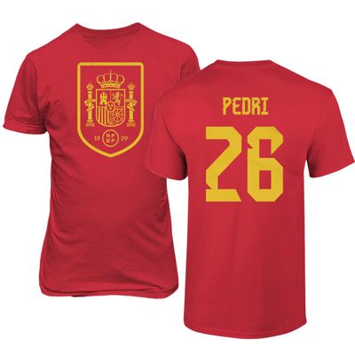 Spain Soccer #26 Pedri World Football Fans Adult Mens Unisex T-Shirt (Red, 5X-Large)