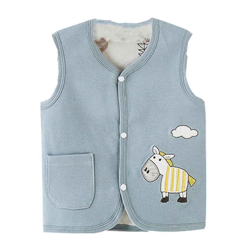 Toddler Baby Boys Girls Winter Sleeveless Cartoon Coat Outwear Warm Coat Vest Winter Jacket for (Blue, 2-3 Years)