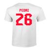 FLAURA Spain Soccer #26 Pedri World Football Fans Adult Mens Unisex T-Shirt (White, 3X-Large) view 3